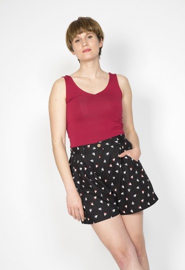 Shorts color negro con barcos blancos- Ropa mujer SusiSweetdress
