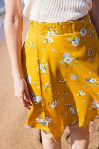 Falda midi cruzada amarilla flores - Ropa mujer SusiSweetdress