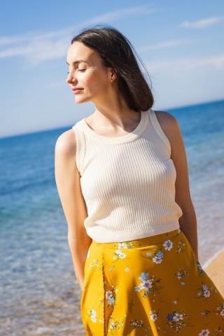Falda midi cruzada amarilla flores - Ropa mujer SusiSweetdress