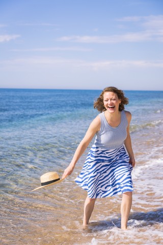 Falda midi cruzada blanca con rayas azules zebra - Ropa mujer SusiSweetdress