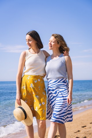 Falda midi cruzada blanca con rayas azules zebra - Ropa mujer SusiSweetdress