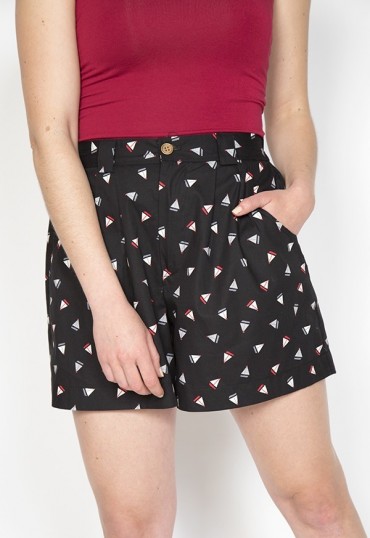 Shorts color negro con barcos blancos- Ropa mujer SusiSweetdress