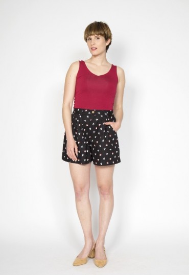Shorts color negro con barcos blancos- Ropa mujer SusiSweetdress