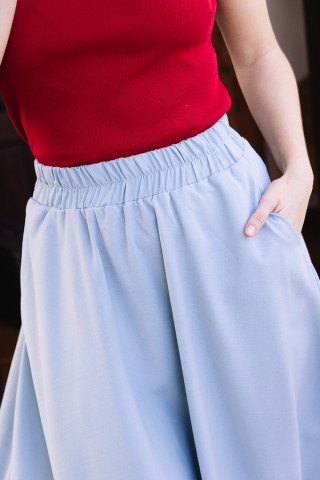 Falda maxi larga azul pastel con bolsillos- Ropa mujer SusiSweetdress
