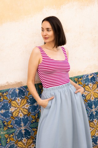 Falda maxi larga azul pastel con bolsillos- Ropa mujer SusiSweetdress