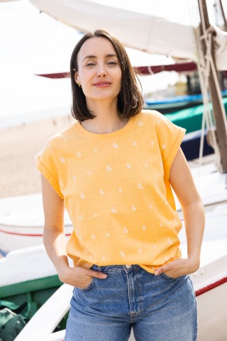 Camiseta SusiSweetdress amarilla con barcos blancos- Ropa mujer SusiSweetdress