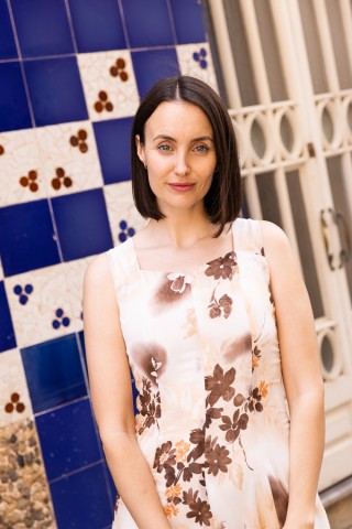 Vestido vintage blanco roto con estampado floral marrón - Ropa mujer vintage SusiSweetdress