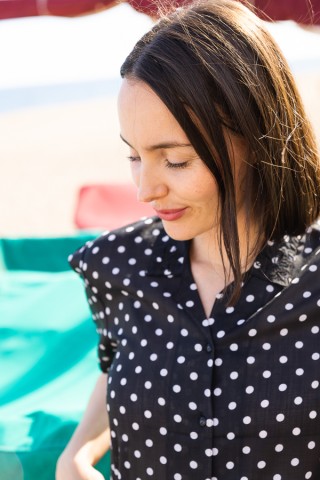 Camisa vintage negra con puntos blancos- Ropa mujer SusiSweetdress