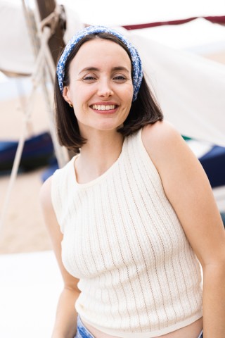 Pañuelo azul con flores blancas -Complementos SusiSweetdress