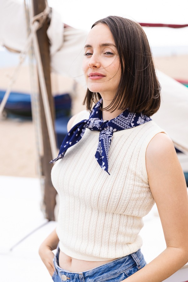 Pañuelo azul con cachemir blanco -Complementos SusiSweetdress