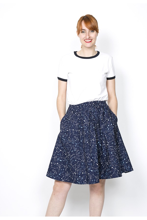 Falda midi azul marino constelaciones- Ropa mujer SusiSweetdress