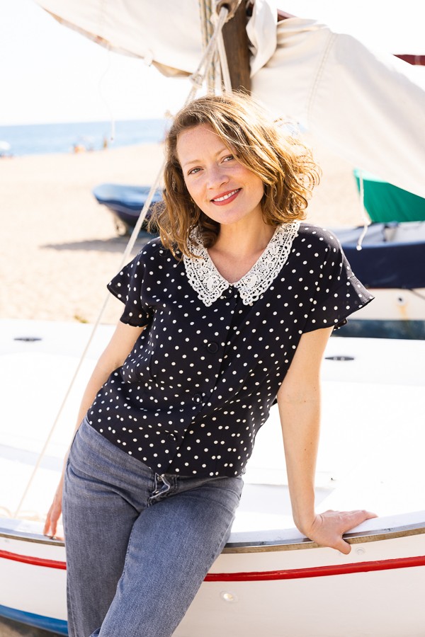 Camisa vintage negra con topos blancos- Ropa mujer SusiSweetdress