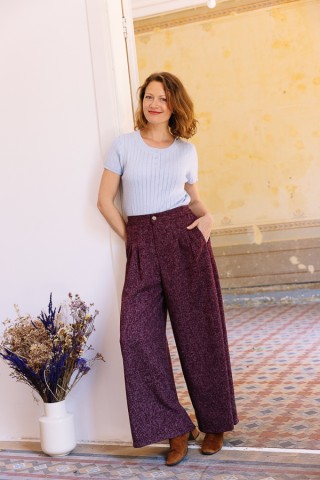 Pantalón palazzo granate chispeado - Ropa SusiSweetdress