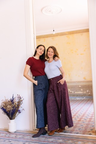Pantalón palazzo granate chispeado - Ropa SusiSweetdress