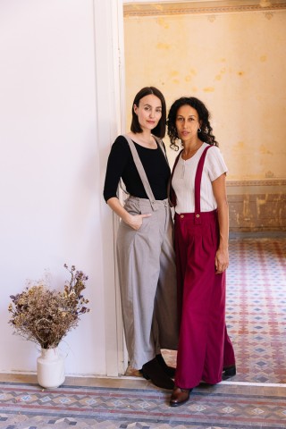 Pantalón palazzo de pana rojo tirantes- Ropa SusiSweetdress