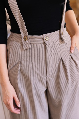 Pantalón palazzo de pana marrón pastel con tirantes- Ropa SusiSweetdress