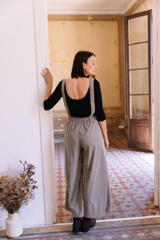 Pantalón palazzo de pana marrón pastel con tirantes- Ropa SusiSweetdress