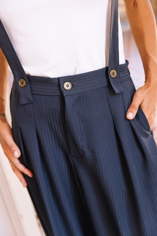 Pantalón palazzo gris oscuro a rayas oscuras - Ropa SusiSweetdress