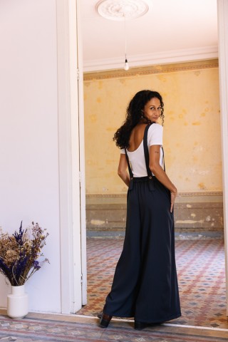 Pantalón palazzo gris oscuro a rayas oscuras - Ropa SusiSweetdress