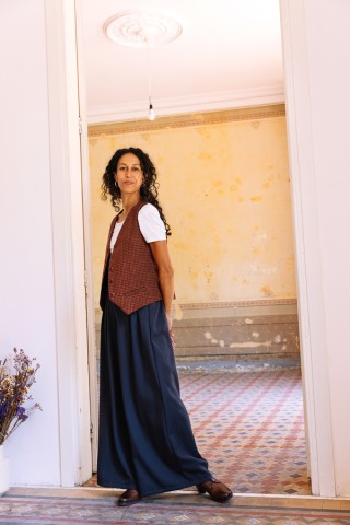 Pantalón palazzo gris oscuro a rayas oscuras - Ropa SusiSweetdress