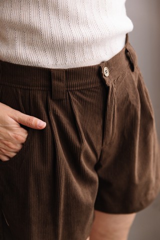 Shorts de pana marrón chocolate- Ropa mujer SusiSweetdress