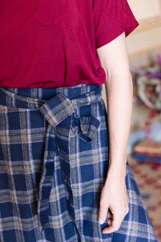 Falda maxi larga cruzada azul a cuadros-Ropa mujer SusiSweetdress