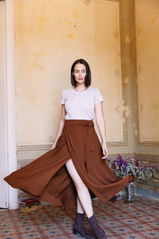 Falda maxi larga cruzada cobre-Ropa mujer SusiSweetdress