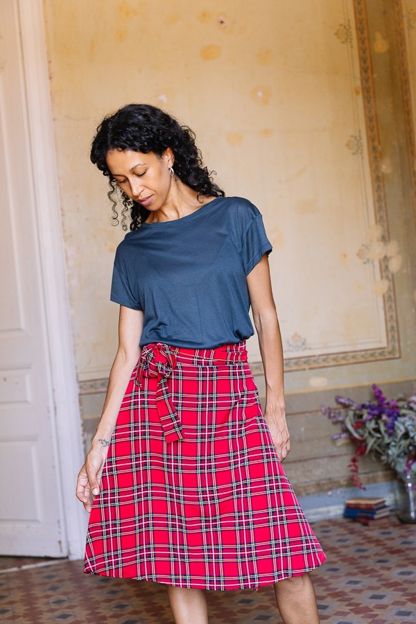 Falda midi cruzada roja escocesa - Ropa mujer SusiSweetdress