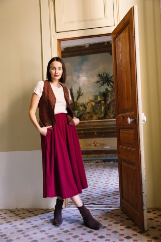 Falda maxi larga de pana roja con bolsillos- Ropa mujer SusiSweetdress