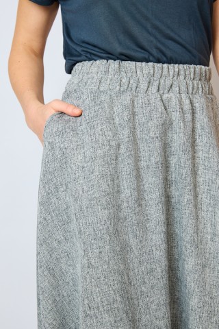 Falda maxi larga gris con chispeado negro con bolsillos- Ropa mujer SusiSweetdress