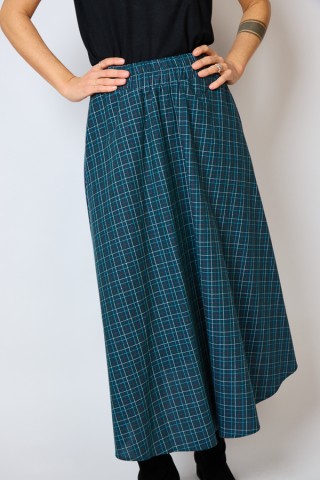 Falda maxi larga azul a cuadros con bolsillos- Ropa mujer SusiSweetdress