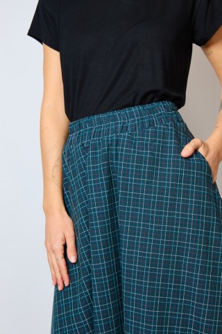 Falda maxi larga azul a cuadros con bolsillos- Ropa mujer SusiSweetdress