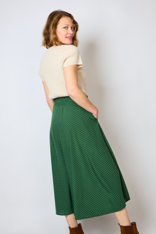 Falda maxi larga verde topitos blancos con bolsillos- Ropa mujer SusiSweetdress
