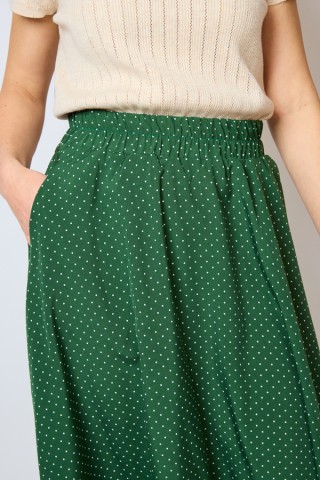 Falda maxi larga verde topitos blancos con bolsillos- Ropa mujer SusiSweetdress