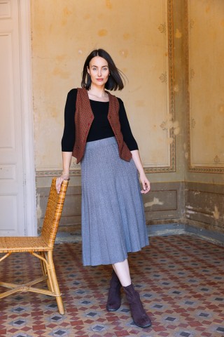 Falda maxi larga gris de punto- Ropa mujer SusiSweetdress