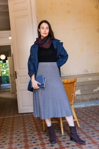 Falda maxi larga gris de punto- Ropa mujer SusiSweetdress