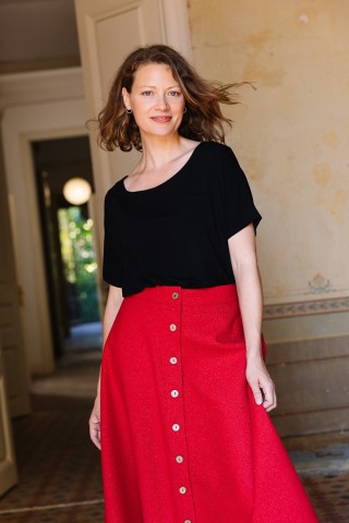 Falda larga roja con botones- Ropa mujer SusiSweetdress