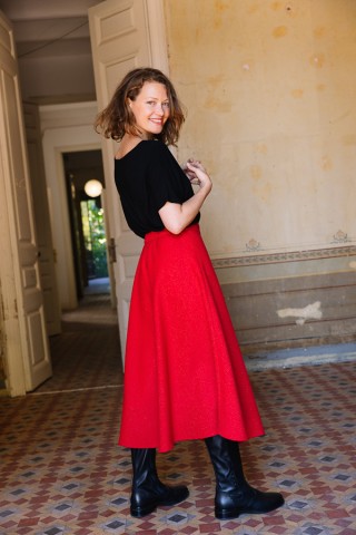 Falda larga roja con botones- Ropa mujer SusiSweetdress
