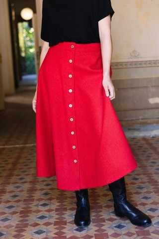 Falda larga roja con botones- Ropa mujer SusiSweetdress