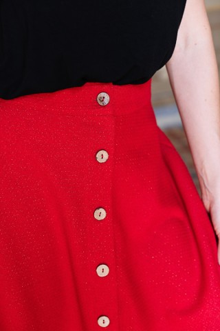 Falda larga roja con botones- Ropa mujer SusiSweetdress