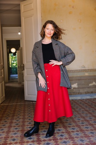 Falda larga roja con botones- Ropa mujer SusiSweetdress