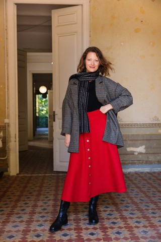 Falda larga roja con botones- Ropa mujer SusiSweetdress