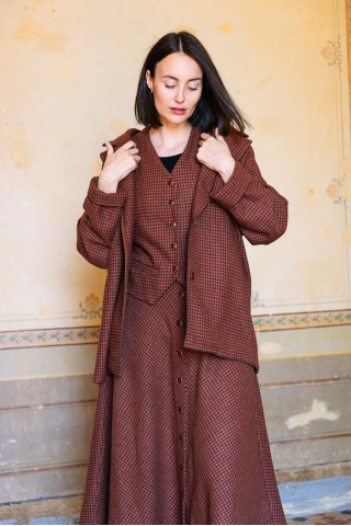 Blazer estampado vichy granate-Ropa mujer SusiSweetdress