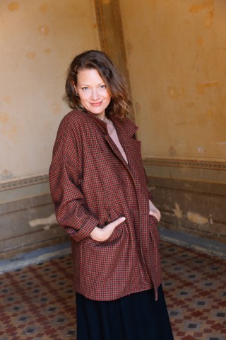 Blazer estampado vichy granate-Ropa mujer SusiSweetdress