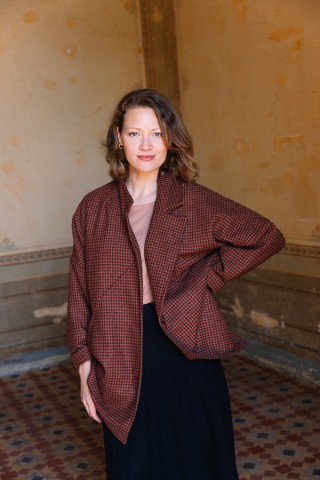 Blazer estampado vichy granate-Ropa mujer SusiSweetdress