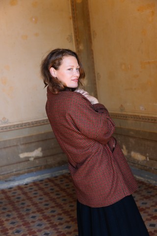 Blazer estampado vichy granate-Ropa mujer SusiSweetdress