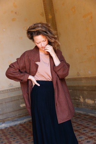 Blazer estampado vichy granate-Ropa mujer SusiSweetdress