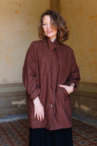 Blazer estampado vichy granate-Ropa mujer SusiSweetdress
