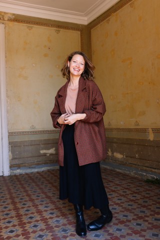 Blazer estampado vichy granate-Ropa mujer SusiSweetdress