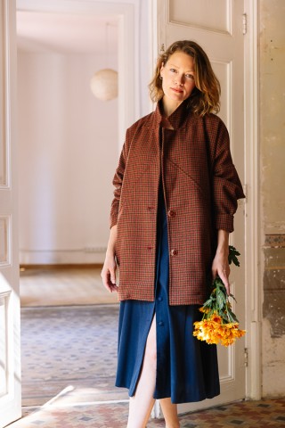 Blazer estampado vichy granate-Ropa mujer SusiSweetdress